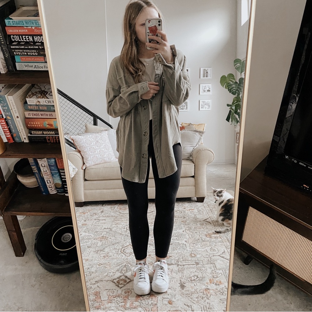 Ultra Flirt Muted Sage Green Shacket Button Up